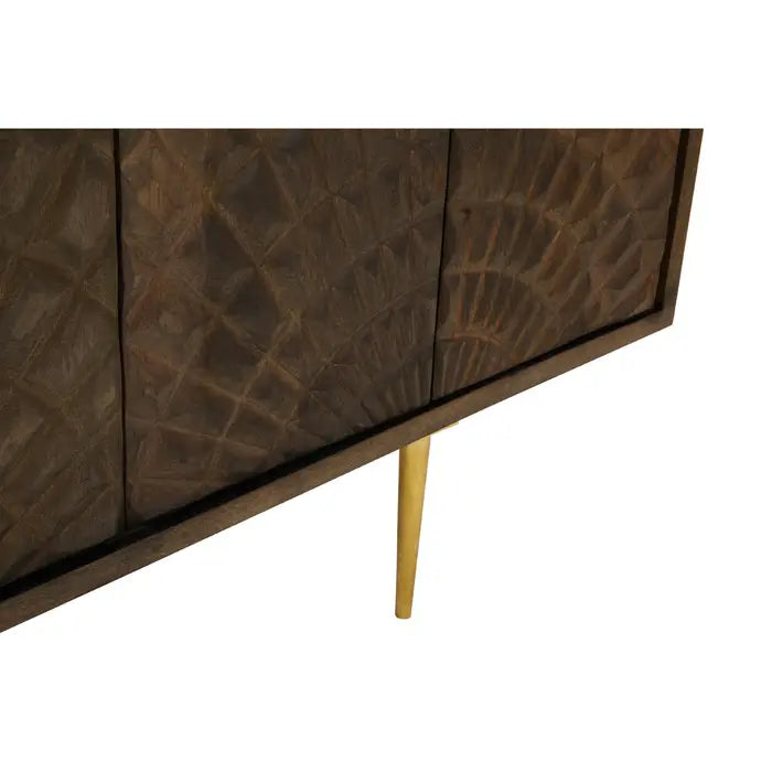 Sipari Wooden Sideboard, Gold Metal Legs, Four Door