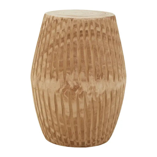 Arlo Round Side Table, Natural Wooden Engraved 