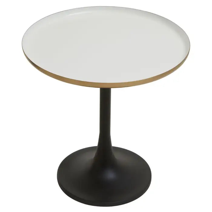 Side Table, Black Column Base, Round Top