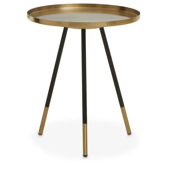 Angular Legs Side Table, Round Top, Gold Finish
