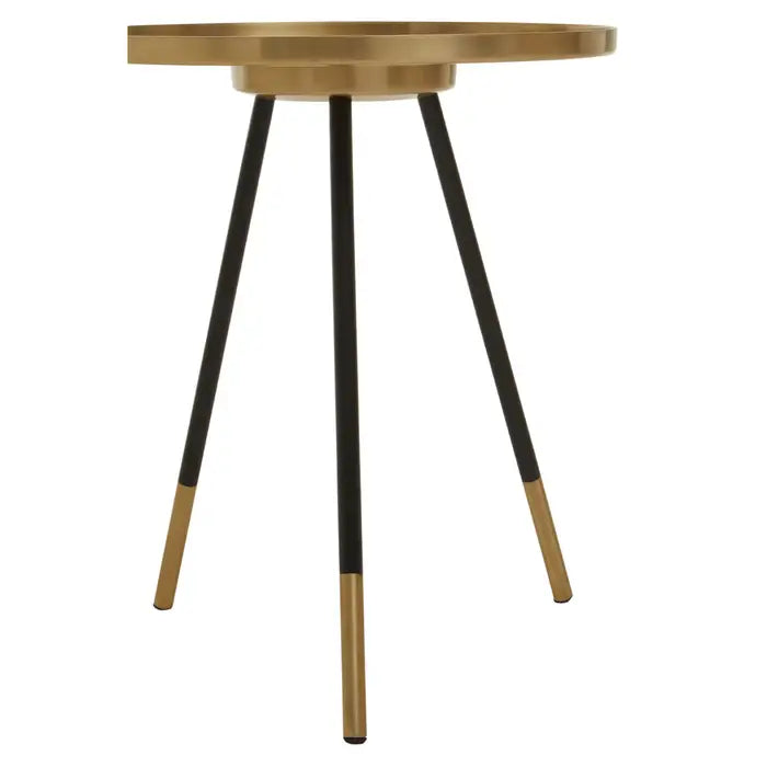 Angular Legs Side Table, Round Top, Gold Finish