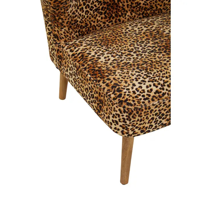 Lexington Accent Chair, Leopard Print Velvet, Wood Legs