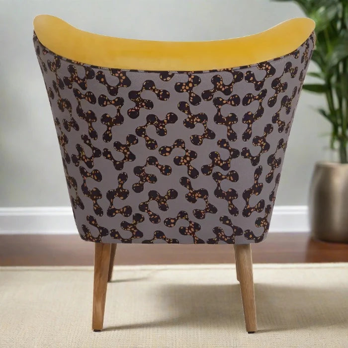 Fairmont Wingback Accent Chair, Yellow & Leopard Print Fabric