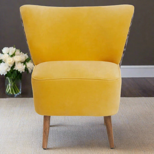 Fairmont Wingback Accent Chair, Yellow & Leopard Print Fabric 