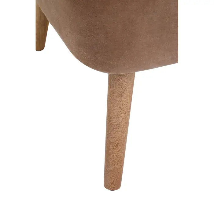 Fairfield Accent Chair, Beige Velvet, Natural Wood Legs