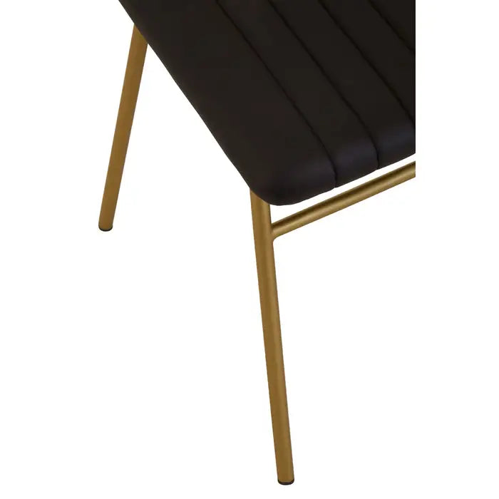 Boston Dining Chair In Black Leather & Gold Metal