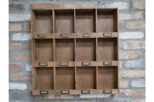 Rustic Wooden Wall Shelf, Storage Unit, Rectangular, Natural, Open Door 