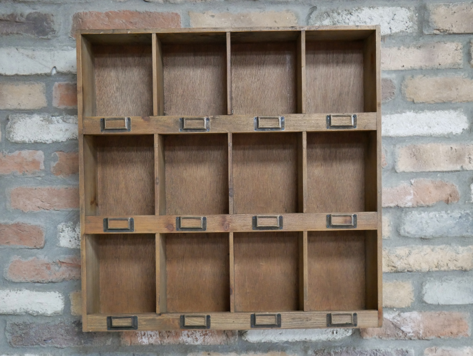 Rustic Wooden Wall Shelf, Storage Unit, Rectangular, Natural