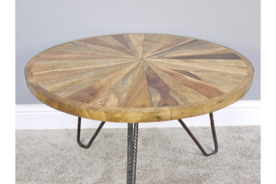 Orlando Natural Coffee Table, Round Wooden Top