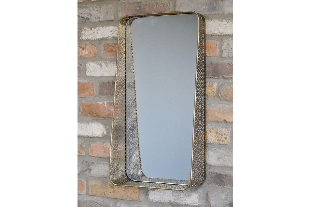 Gold Ornate Wall Mirror with Shelf