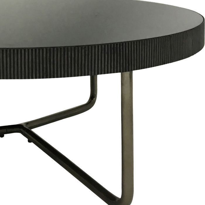 Monique Round Coffee Table, Black Iron Frame, Tinted Glass, Set of 2