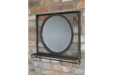 Metal Wall Mirror, Rectangular Frame, Black, Shelf