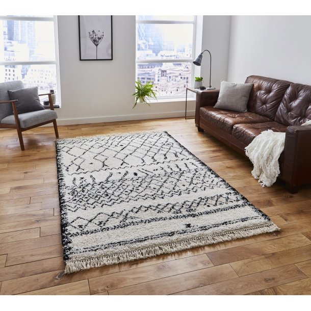 Bohemian Black & White Living Room Rug