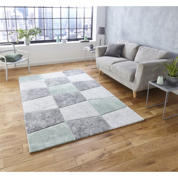 Jersey Grey & Green Living Room Rug