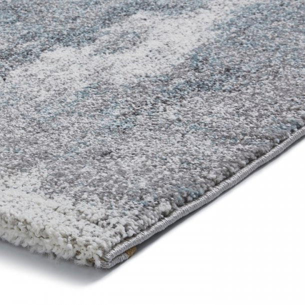 Living Room Rug In Blue & Ivory Abstract Design