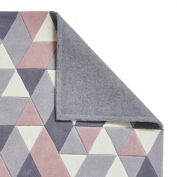 Living Room Rug With Grey & Rose Geometric Design