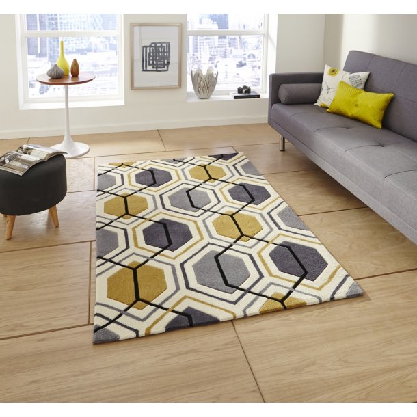 Cavendish Grey & Yellow Living Room Rug