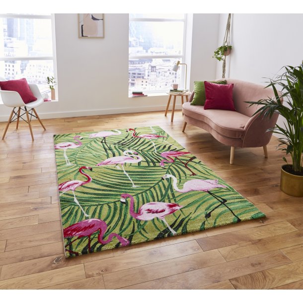 Botanic Green & Pink Living Room Rug