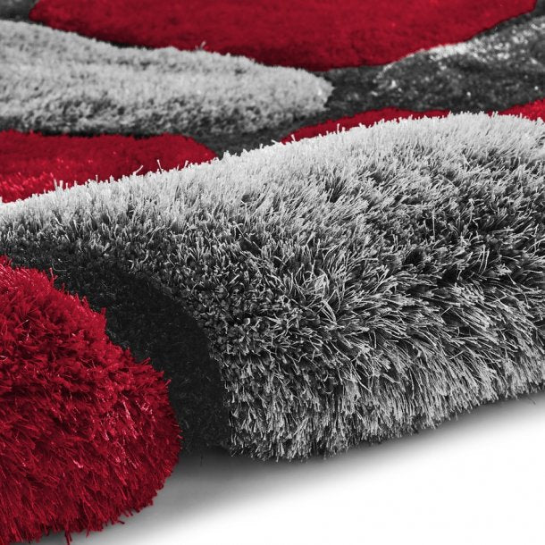Aria Grey & Red 3D Living Room Rug