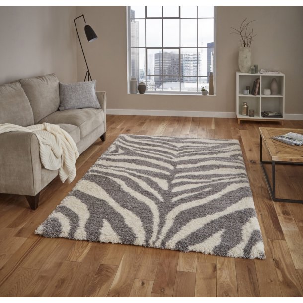 Ivory & Grey Animal Print Living Room Rug