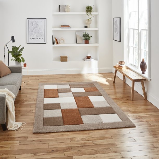 Madrid Geometric Beige & Terra Living Room Rug