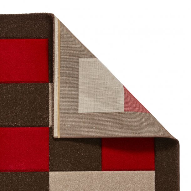 Madrid Geometric Brown & Red Living Room Rug