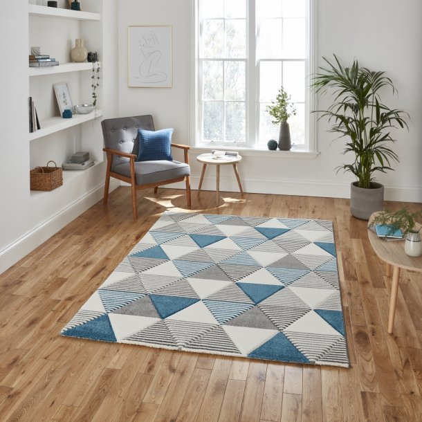 Jersey Grey & Blue Living Room Rug