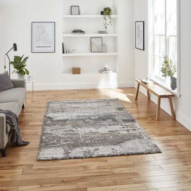 Carlton Grey & Beige Abstract Living Room Rug