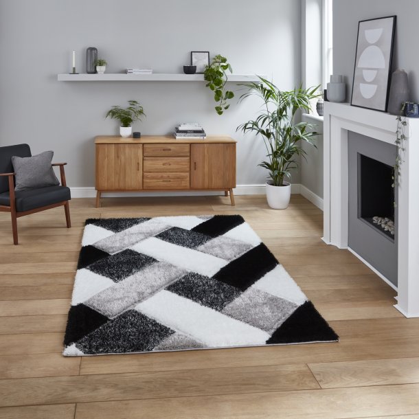 Lisbon Black & White Living Room Rug