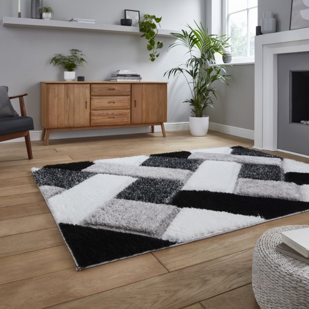 Lisbon Black & White Living Room Rug