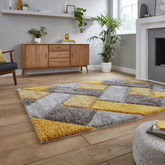 Lisbon Grey & Yellow Living Room Rug