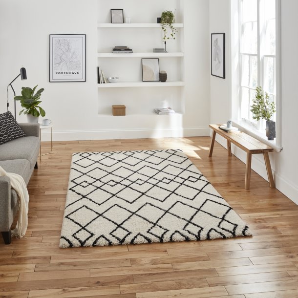 Melrose White & Black Living Room Rug