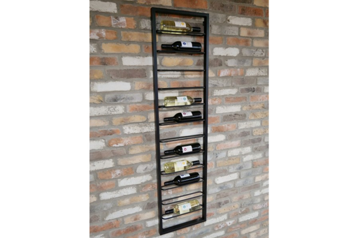 Wall Wine Rack, 12 Bottle Wine Storage, Black Metal, Rectangular Wall Bottle Holder