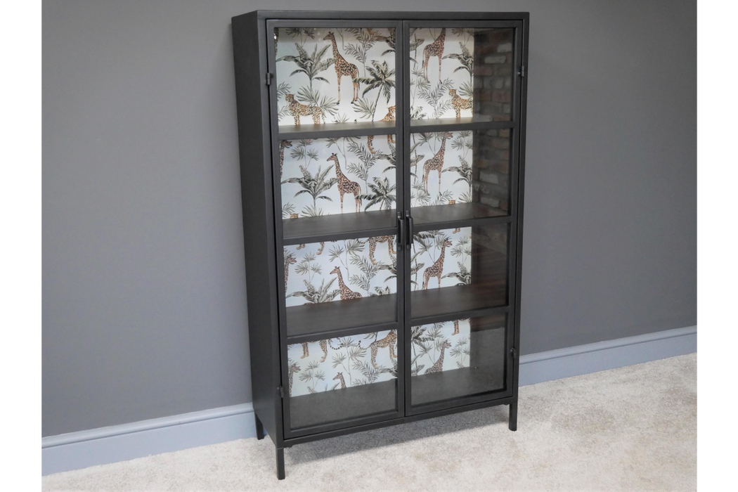 Rustic Metal Display Cabinet - Grey
