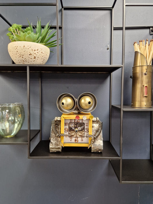 Robot Table / Mantle Clock In Distressed Metal