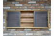Mystic Rectangular Wall Shelf Unit, Wooden Frame, Metal Door, Natural