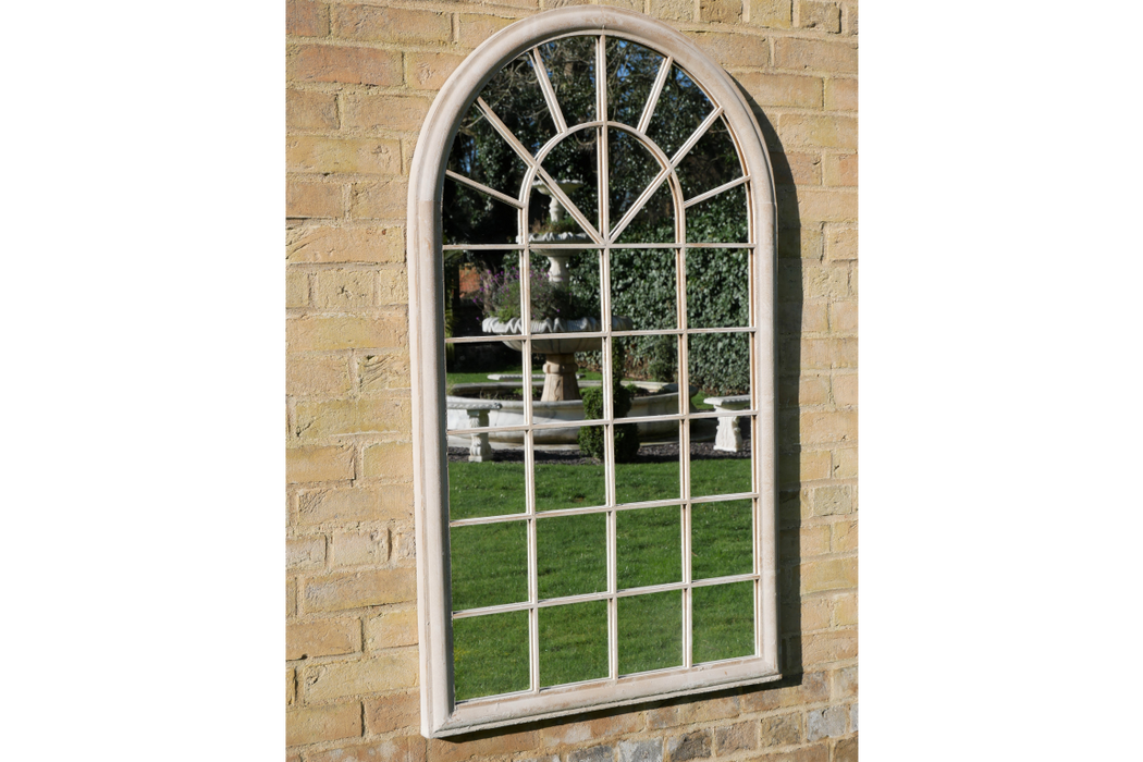 Indoor / Outdoor Distressed Arched Window Garden Mirror - 131 x 75 cm