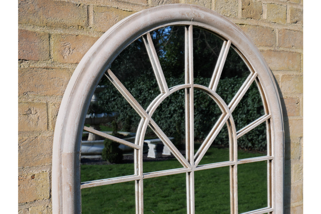Indoor / Outdoor Distressed Arched Window Garden Mirror - 131 x 75 cm