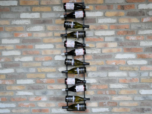 Wine Rack, Wine Bottle Storage, Black Metal, Rectangular, Wall Hanging