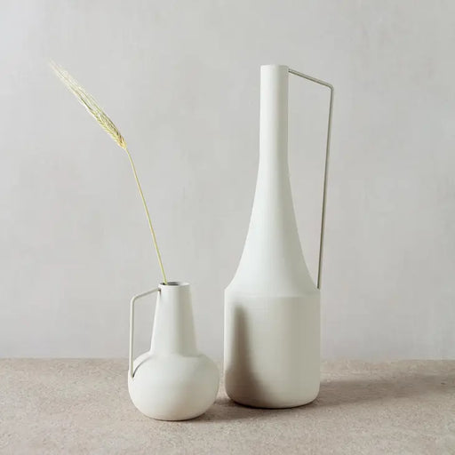 Alexandra Decorative Off White Vase, Metal, Modern 