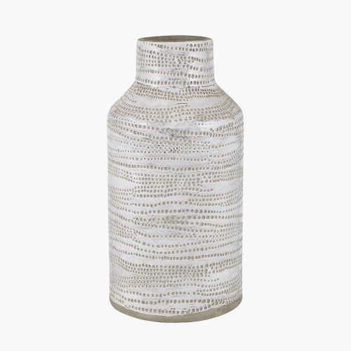 Alina White Dot Design Stoneware Vase (Large) - Decor Interiors - House & Home