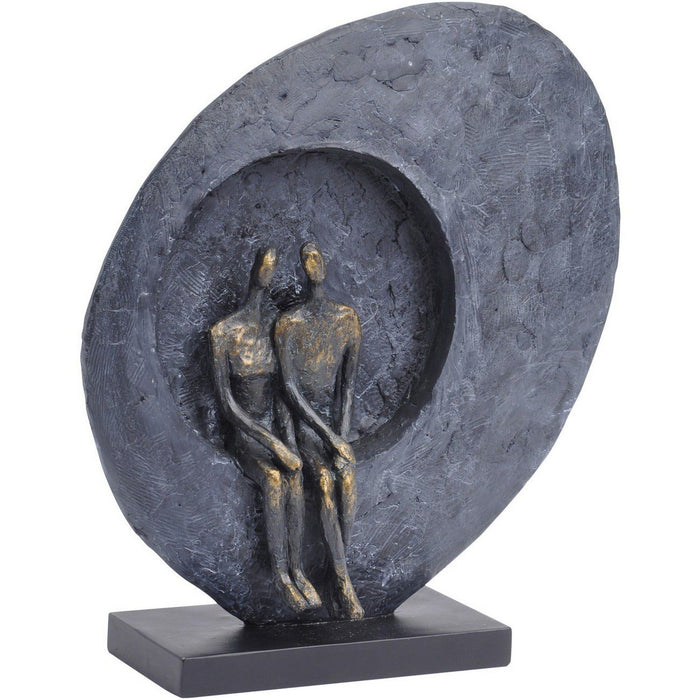 Abstract Couple Sculpture, Grey Stone, Bronze