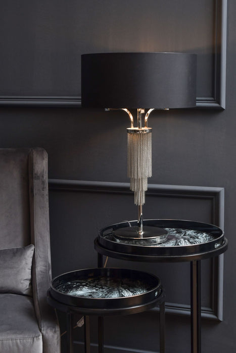 Carole Table Lamp In Nickel With Black Shade