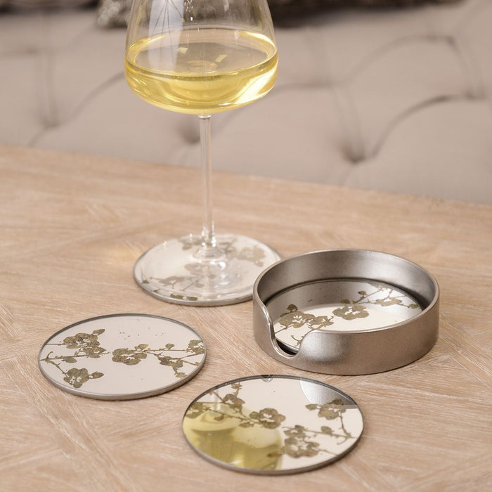 Giselle Antique Gold Blossom Coasters- Set Of 4