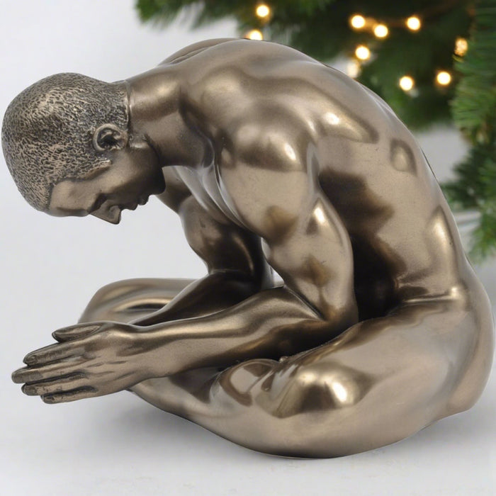 Meditating Man Sculpture, Gold
