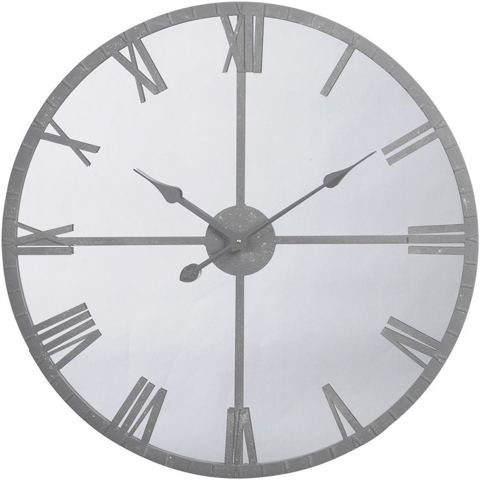 Marston Round Wall Clock, Mirrored, Grey Metal