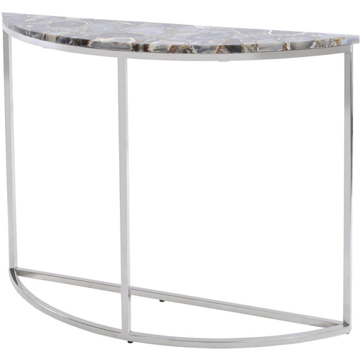 Juliette Console Table, Crescent, Nickel, Stainless Steel Frame, agate 