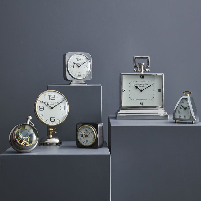 Buckingham Mantel Clock, Silver, White, Curved, Metal