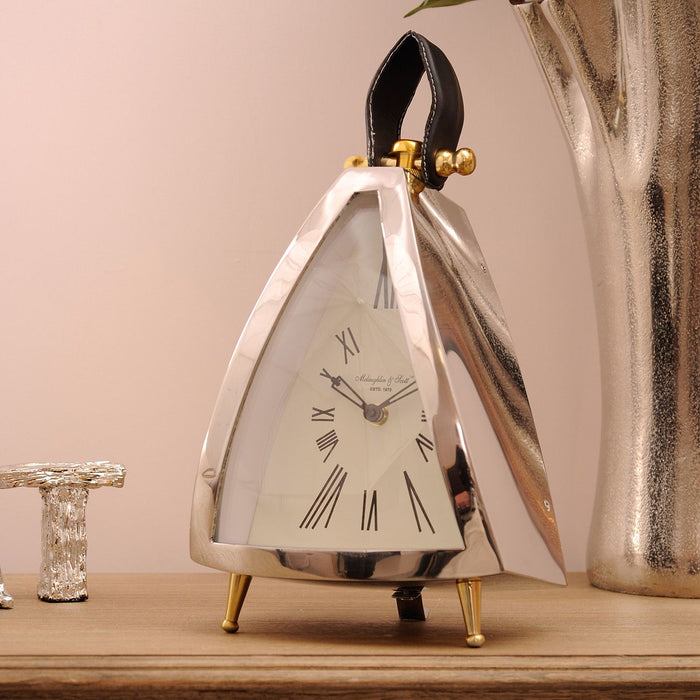 Buckingham Mantel Clock, Silver, White, Curved, Metal