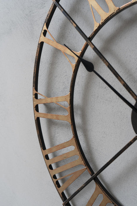 Outdoor Skeleton Wall Clock, Antique Brass (BACK IN STOCK 30/04/24)